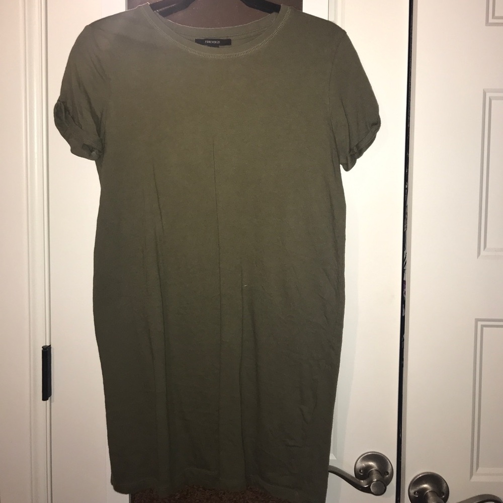 Army green T-shirt dress